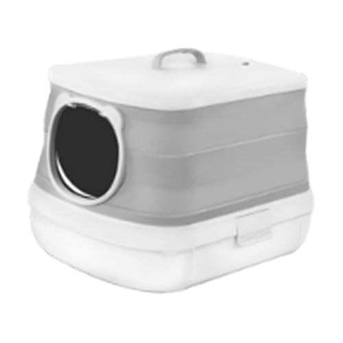 AWHAO Klappende Katzenstreubox leicht zu reinigen mit Tür Haustier Müll Tablett Katze Toilette mit Deckel, Grau AWHAO Klappende Katzenstreubox leicht zu reinigen mit Tür Haustier Müll Tablett Katze Toilette mit Deckel, Grau von AWHAO