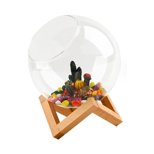 ＡＷＨＡＯ Kleiner Glastank, Mini-Fischschalen-Set, Mehrzwecktank, Aquarium-Glastank für Regalbedarf, Luftpflanzen, m von ＡＷＨＡＯ