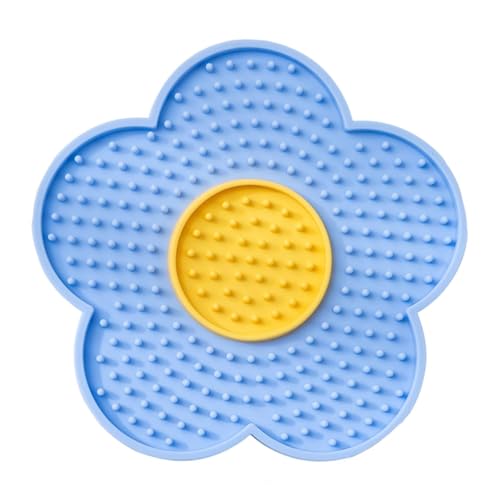 ＡＷＨＡＯ Lecktablett für Hunde, Blumen Design, mit Saugnäpfen, Strukturierte Oberfläche, für Futterbelegung, Spielzeug, Geeignet für Haustiere, Blau von ＡＷＨＡＯ