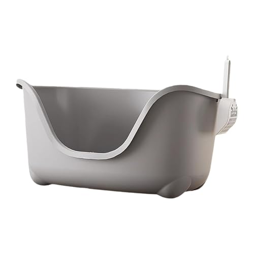AWHAO Oben Offene Haustiertoilette, Haustiertoilette, Hohes Seitendesign, Abgesenkte Vorderseite, Katzenbettpfanne, Katzensandkasten für Hauskatzen, Grau AWHAO Oben Offene Haustiertoilette, Haustiertoilette, Hohes Seitendesign, Abgesenkte Vorderseite, Katzenbettpfanne, Katzensandkasten für Hauskatzen, Grau von AWHAO