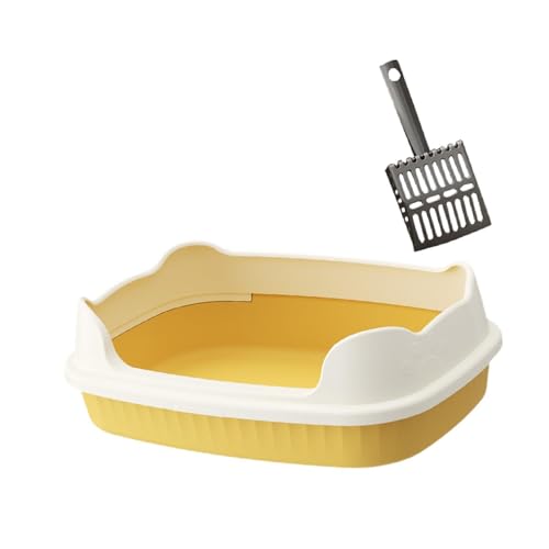 AWHAO Offene Katzentoilette Katzentoilette Katzentoilette Spritzwassergeschützte Katzentoilette Katzentoilette, Gelb AWHAO Offene Katzentoilette Katzentoilette Katzentoilette Spritzwassergeschützte Katzentoilette Katzentoilette, Gelb von AWHAO