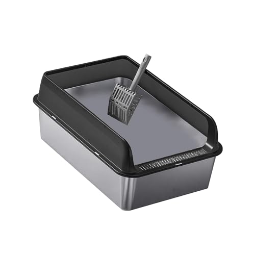 AWHAO Offene Katzentoilette mit oberem Einstieg für Hauskatzen, abgesenkte Front, Kätzchentoilette, Schwarz und L AWHAO Offene Katzentoilette mit oberem Einstieg für Hauskatzen, abgesenkte Front, Kätzchentoilette, Schwarz und L von AWHAO