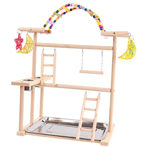 AWHAO Papagei Vogel Spielplatz Papagei Spielständer Holz Sitzstange Gym Laufstall Vogel Gym für Finken AWHAO Papagei Vogel Spielplatz Papagei Spielständer Holz Sitzstange Gym Laufstall Vogel Gym für Finken von AWHAO