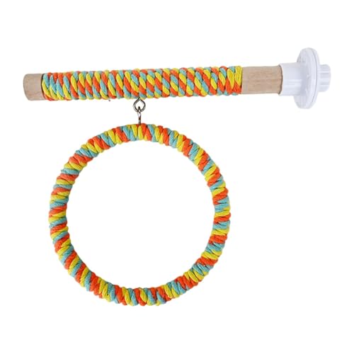 ＡＷＨＡＯ Papageien Schaukelständer, Holzstange, Vogel Spielhängematte, Spielständer, beißspielzeug, Stehstange für Aras, Unzertrennliche, Nymphensittiche, Hühn, Gelbe Orange von ＡＷＨＡＯ