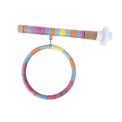 ＡＷＨＡＯ Papageien Schaukelständer, Holzstange, Vogel Spielhängematte, Spielständer, beißspielzeug, Stehstange für Aras, Unzertrennliche, Nymphensittiche, Hühn, Pink Blau von ＡＷＨＡＯ