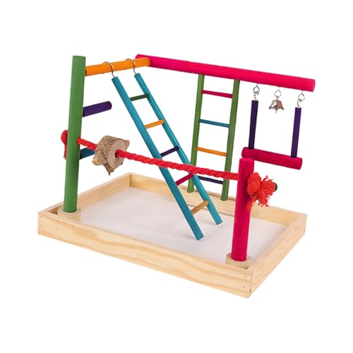 AWHAO Papageien-Spielplatz, Holz-Sitzstange, Übungsspielzeug, Vogel-Spielständer, Kauspielzeug für Nymphensittiche, Unzertrennliche, Finken, Sittiche, AWHAO Papageien-Spielplatz, Holz-Sitzstange, Übungsspielzeug, Vogel-Spielständer, Kauspielzeug für Nymphensittiche, Unzertrennliche, Finken, Sittiche, von AWHAO