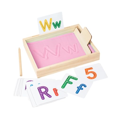 ＡＷＨＡＯ Sandtablett, Premium Sandtablett, Tiefe Sandschreibtabletts Aus Holz Zum Nachzeichnen von Buchstaben, Zahlen Und Zeichnen Im Klassenzimmer, ROSA von ＡＷＨＡＯ