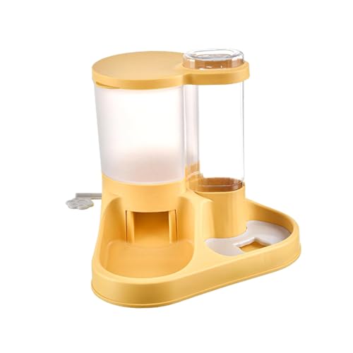 ＡＷＨＡＯ Tierfutter- und Wasserspender-Set. Integrierter, selbsternährender Wasserspender für Katzenfutter, Gelb von ＡＷＨＡＯ