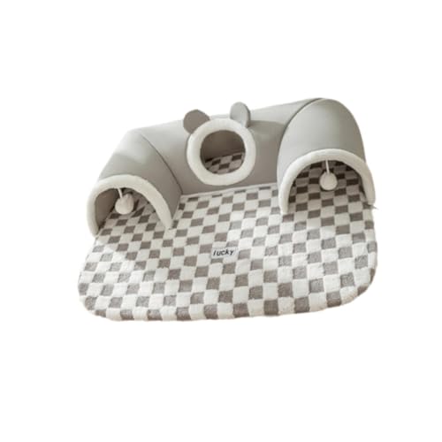 ＡＷＨＡＯ U-förmiger Katzentunnel, Spielzentrum, Katzentraining, Spielball, Katzenteppich, Tunnel, Spielhütte für Kätzchen, Indoor-Katzen, Hase, grau S von ＡＷＨＡＯ