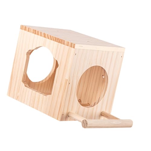 ＡＷＨＡＯ Vogelfutterkäfig, Vogelfutternest, Geschützter Warmer Ort, Hölzerne Vogel Lebensraum Box, Vogel Lebensraum Box, Mehrfarbig, L with Stand Pole von ＡＷＨＡＯ
