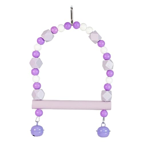 AWHAO Vogelschaukelspielzeug, Holzbrücke, Stufen, Treppen, Kletterschaukel mit 2 Glocken, Papageien Hängematte, Käfigspielzeug für Wellensittiche, Finken, S, lila AWHAO Vogelschaukelspielzeug, Holzbrücke, Stufen, Treppen, Kletterschaukel mit 2 Glocken, Papageien Hängematte, Käfigspielzeug für Wellensittiche, Finken, S, lila von AWHAO