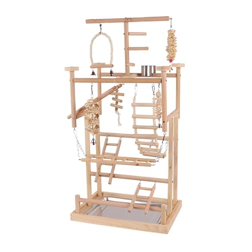 ＡＷＨＡＯ Vogelspielplatz, Vogelspielständer mit Leiter, Laufstall, Papageienständer aus Holz, Papageiensitzstange für Blaumeisen, Wellensittiche, von ＡＷＨＡＯ