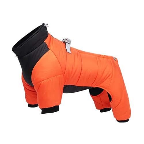 ＡＷＨＡＯ Wintermantel für Vierbeinige Hunde, Wasserdichter Body mit Reißverschluss, Warme Hundekleidung, Hundemantel für Welpen, Mittelgroße Und Große Hunde, Orange L von ＡＷＨＡＯ