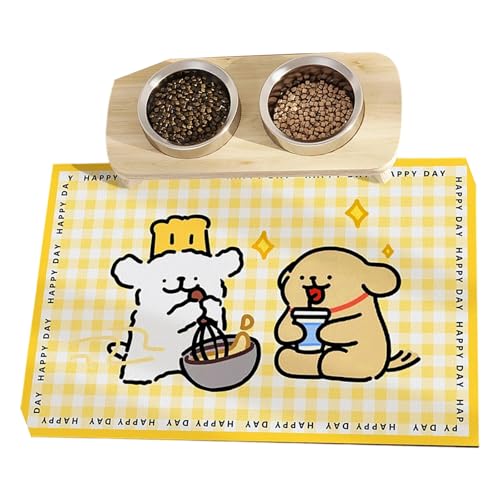 Wasserdichte Futtermatte für Hunde, Cartoon-Muster, schnell trocknende Oberflächen, Tischset, Essunterlage für kleine Haustiere, auslaufsicher, für Hunde Wasserdichte Futtermatte für Hunde, Cartoon-Muster, schnell trocknende Oberflächen, Tischset, Essunterlage für kleine Haustiere, auslaufsicher, für Hunde von AWJUWHBJ