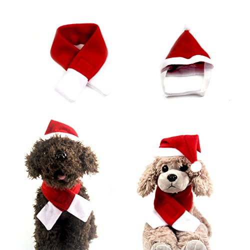 AWOCAN 2-teiliges Weihnachtskostüm für Haustiere mit Weihnachtsmannmütze und Schal für Weihnachtsfeier, Ball, Haustierzubehör (M) von AWOCAN