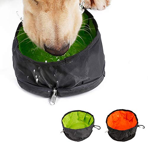 AWOCAN 2 tragbare faltbare Hundenäpfe mit Reißverschluss und Kletterhaken zur Aufbewahrung von Futter und Wasser von AWOCAN