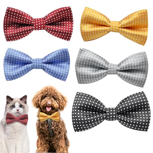 AWOCAN 5PCS Hunde Kragen Schleife Krawatten Einstellbare Haustiere Hund Katze Halsband Formelle Haustier Krawatte Katze Kostüm Kragen Geburtstag/Party/Festival (A) von AWOCAN