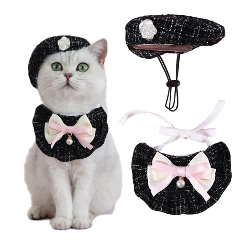 AWOCAN Baskenmütze für Hunde und Katzen, niedliches Halsband, Haustierkostüme, Welpenhüte für Geburtstagsparty, Halloween, Weihnachten, Haar-Accessoire, Foto-Requisiten, Schwarz AWOCAN Baskenmütze für Hunde und Katzen, niedliches Halsband, Haustierkostüme, Welpenhüte für Geburtstagsparty, Halloween, Weihnachten, Haar-Accessoire, Foto-Requisiten, Schwarz von AWOCAN