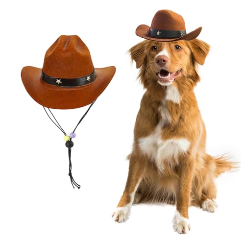 AWOCAN Cowboyhut für Hunde, Cosplay, Welpen, Hund, Katze, Urlaubskostüm, Party-Dekoration braun Small von AWOCAN