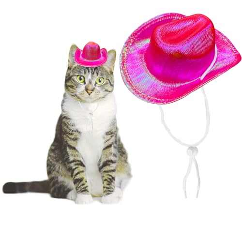 AWOCAN Cowboyhut für Hunde und Katzen, Cowboy-Kostüm, Mini-Hut für Haustiere, Urlaub, Halloween, Party-Dekoration (Rose Red-Style2, Klein) von AWOCAN