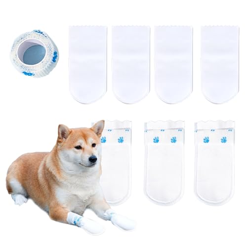 AWOCAN Einweg-Hundestiefel, wasserdicht, Pfotenschutz, staubdicht, mit verstellbarer, selbstklebender Bandage für den Innen- und Außenbereich, Weiß, 20 Stück AWOCAN Einweg-Hundestiefel, wasserdicht, Pfotenschutz, staubdicht, mit verstellbarer, selbstklebender Bandage für den Innen- und Außenbereich, Weiß, 20 Stück von AWOCAN