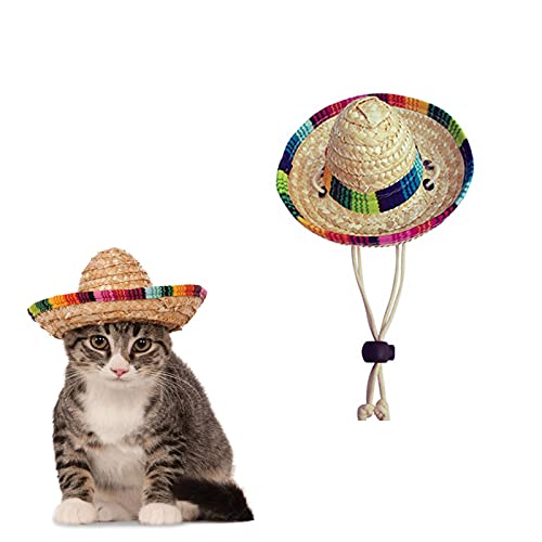 AWOCAN Strohhut für Haustiere, lustig, mexikanisch, Sombrero, Party-Dekorationen für Geburtstag, für kleine Haustiere, Welpen, Katzen von AWOCAN