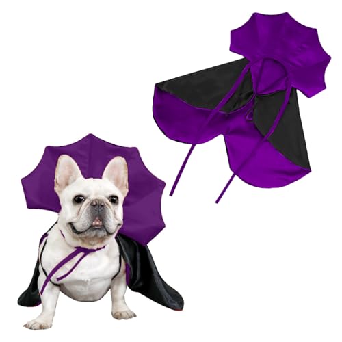 AWOCAN Hund Halloween Kostüme Katzen Hunde Vampir Umhang Kostüm Halloween Haustier Zubehör Kostüm Halloween Party Haustier Cosplay (lila) von AWOCAN