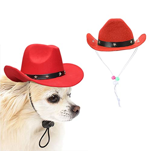 AWOCAN Hundekostüm Cowboyhut Cosplay Kappe Welpen Haustier Hund Katze Urlaub Haustier Party Dekoration (Rot) von AWOCAN