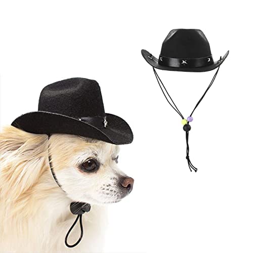 AWOCAN Haustier Hund Kostüm Cowboy Hut Cosplay Kappe Welpen Haustier Hund Katze Urlaub Haustier Party Dekoration (Schwarz) von AWOCAN