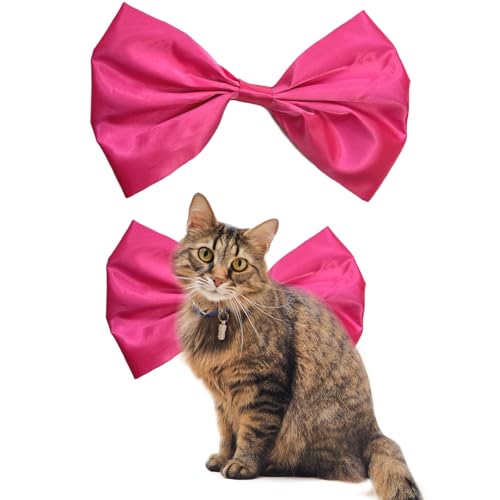 AWOCAN Katzenhalsband, große Schleife, Kätzchen-Halsband, Cosplay, Dekoration, Traumkatze, verstellbar, Satin, niedlich, Breakaway, Katzenhalsband für Geburtstagsparty (Rosa-2) von AWOCAN