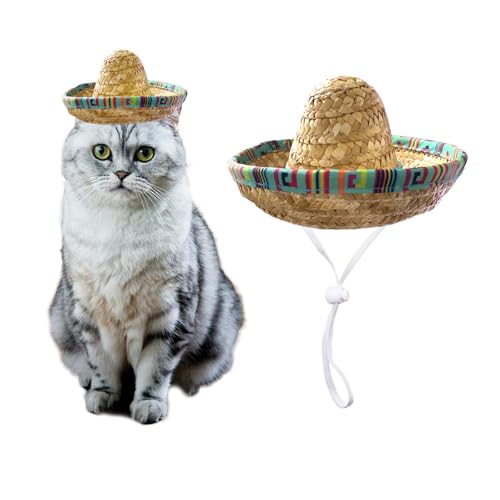 AWOCAN Sombrero-Hut für Katzen, Sombrero-Hut, mexikanische Strohkappe mit verstellbarem Kinnriemen, Grün AWOCAN Sombrero-Hut für Katzen, Sombrero-Hut, mexikanische Strohkappe mit verstellbarem Kinnriemen, Grün von AWOCAN
