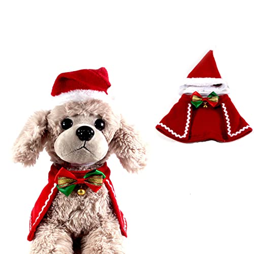 AWOCAN Weihnachts-Umhang für Haustiere, verstellbar, Weihnachtsmann-Mütze, niedlich, für Katzen, Hunde, Haustiere in Weihnachtsfeier, Ball (S) von AWOCAN