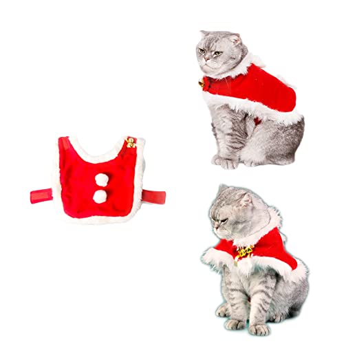 AWOCAN Weihnachtskostüm für Hunde und Katzen, niedlicher Umhang, Weihnachts-Outfit mit Glocken für Katzen und Hunde, Neujahr, Partykleid, Rot, Größe L von AWOCAN