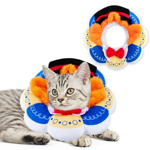 Halskrause Katze, Einstellbarer Katzenkragen Halsband für Katzen Kleiner Nach Operation, Weich Leckschutz Katze Halskrausen Wiederherstellung Halsband Kragen Cone, M von AWOOF