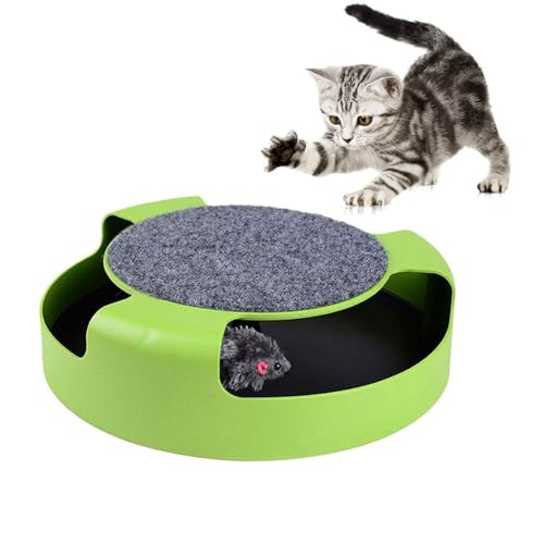 Interaktives Katzenspielzeug mit beweglicher Maus, Kratzbrett und Spieltunnel, Grün von AWR
