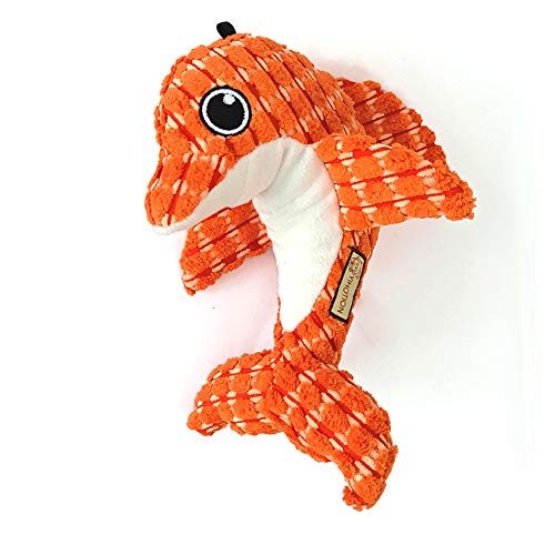 AXEN Ocean Series Dog Toys, Dolphin Shape, Cute and Squeaky for Aggressive Chewers, Orange Dolphin von AXEN