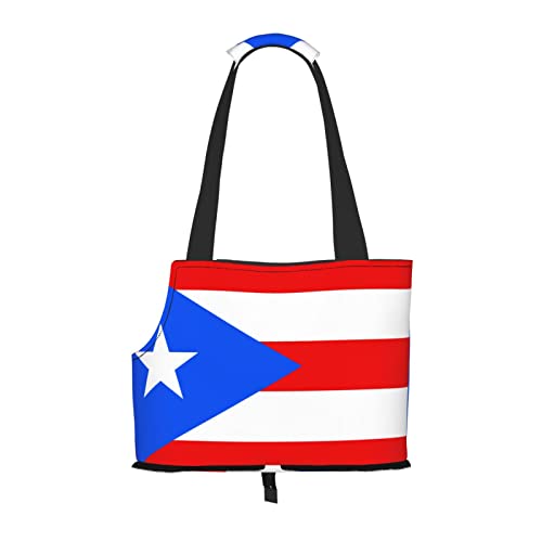 AXETVSOK Faltbare Haustier-Handtasche, Puerto Rico Flagge, Haustier-Tragetasche, Outdoor-Reise-Haustier-Schultertaschen zum Einkaufen, Wandern, Spazierengehen von AXETVSOK