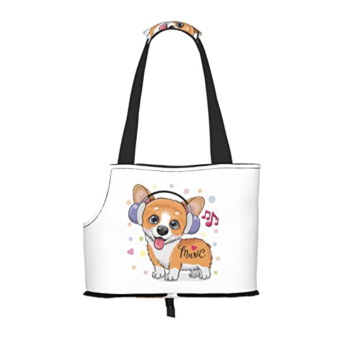 AXETVSOK Faltbare Haustier-Handtasche, niedliche Corgi-Hunde-Tragetasche, Outdoor-Reise-Haustier-Schultertaschen zum Einkaufen, Wandern, Spazierengehen von AXETVSOK