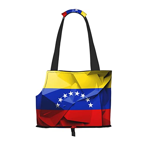 AXETVSOK Faltbare Haustier-Handtasche, venezolanische Flagge, Haustier-Tragetasche, Outdoor-Reise-Haustier-Schultertaschen zum Einkaufen, Wandern, Spazierengehen von AXETVSOK