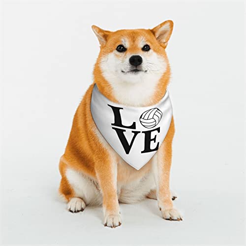 AXETVSOK Haustier-Schal, "I love Volleyball" Hundehalstuch, verstellbares Halstuch, dreieckiges Schal, Zubehör für kleine, mittelgroße und große Hunde und Katzen von AXETVSOK