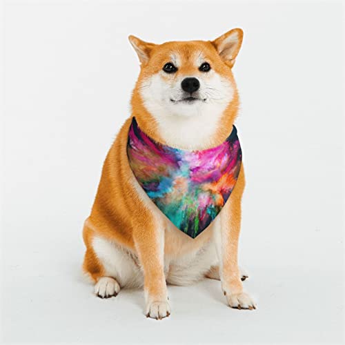 AXETVSOK Haustier-Schal, farbiges Puder-Explosions-Hundehalstuch, verstellbares Halstuch, dreieckiges Schal, Zubehör für kleine, mittelgroße und große Hunde und Katzen von AXETVSOK