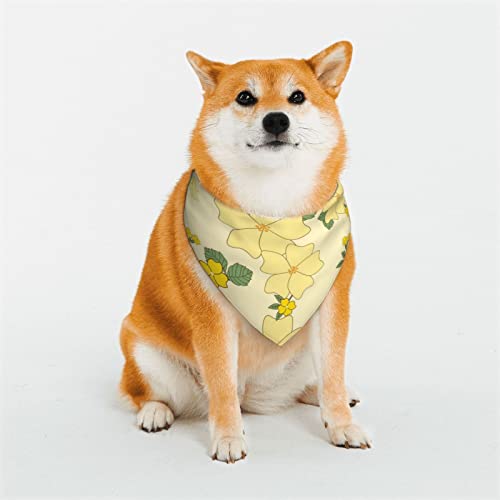 AXETVSOK Haustierschal, gelbes Blumen-Hundehalstuch, verstellbares Halstuch, dreieckiges Schal, Zubehör für kleine, mittelgroße und große Hunde und Katzen von AXETVSOK