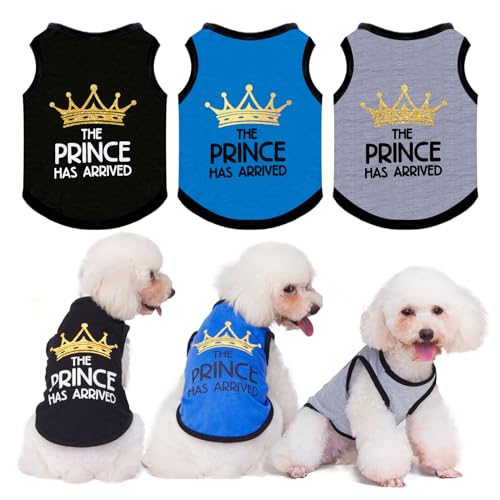 Hunde-Shirts für kleine Hunde, Hunde-Outfits, Baumwollärmel, kleine Hundekleidung für Jungen, Chihuahua, Französische Bulldogge, Dackel, Kleidung, bedruckt, Prinz, Rosa, Rot, Schwarz, Größe XS, Hunde-Shirts für kleine Hunde, Hunde-Outfits, Baumwollärmel, kleine Hundekleidung für Jungen, Chihuahua, Französische Bulldogge, Dackel, Kleidung, bedruckt, Prinz, Rosa, Rot, Schwarz, Größe XS, von AXIIJGL
