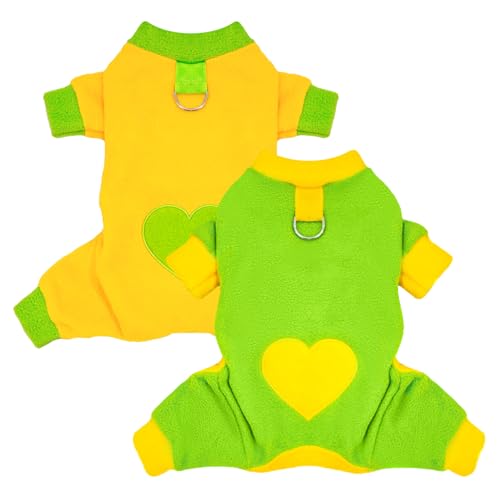 AXIIJGL Hunde-Pyjama für kleine Hunde, Fleece, niedlicher Hundepullover, Hundepullover, Einteiler mit Liebesmuster, Einteiler für kleine Hunde, 2 Stück AXIIJGL Hunde-Pyjama für kleine Hunde, Fleece, niedlicher Hundepullover, Hundepullover, Einteiler mit Liebesmuster, Einteiler für kleine Hunde, 2 Stück von AXIIJGL
