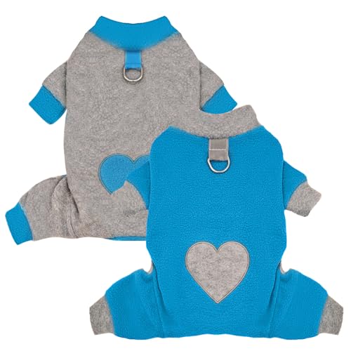 AXIIJGL Hunde-Pyjama für kleine Hunde, Fleece, niedlicher Hundepullover, Hundepullover, Einteiler mit Liebesmuster, Einteiler für kleine Hunde, 2 Stück AXIIJGL Hunde-Pyjama für kleine Hunde, Fleece, niedlicher Hundepullover, Hundepullover, Einteiler mit Liebesmuster, Einteiler für kleine Hunde, 2 Stück von AXIIJGL