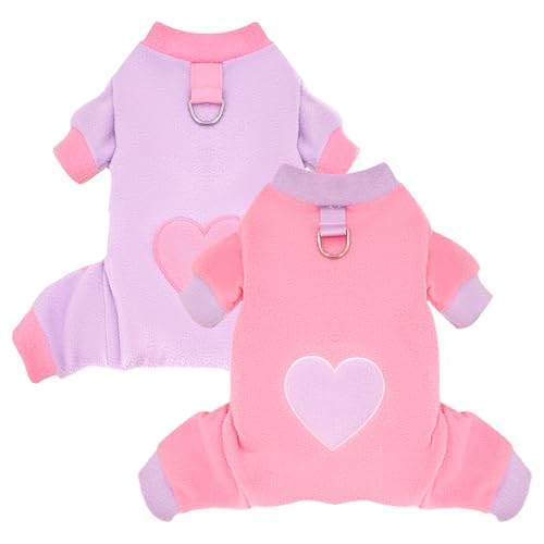 AXIIJGL Hunde-Pyjama für kleine Hunde, Fleece, niedlicher Hundepullover, Hundepullover, Einteiler mit Liebesmuster, Einteiler für kleine Hunde, 2 Stück AXIIJGL Hunde-Pyjama für kleine Hunde, Fleece, niedlicher Hundepullover, Hundepullover, Einteiler mit Liebesmuster, Einteiler für kleine Hunde, 2 Stück von AXIIJGL