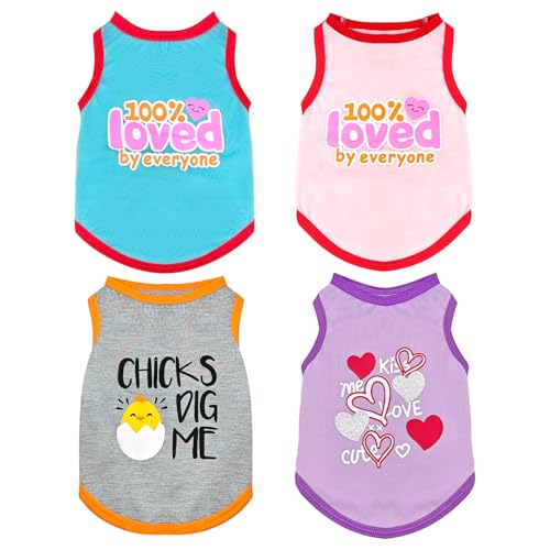 AXIIJGL Hunde-Shirts für kleine Hunde, leicht, ärmellos, für kleine Hunde, dehnbar, für kleine Rassen, wie Chihuahuas, Yorkies, 4 Stück AXIIJGL Hunde-Shirts für kleine Hunde, leicht, ärmellos, für kleine Hunde, dehnbar, für kleine Rassen, wie Chihuahuas, Yorkies, 4 Stück von AXIIJGL
