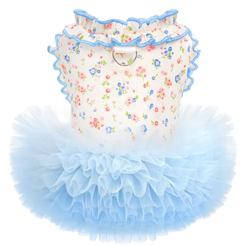 Hundekleid, Tutu-Kleid mit Ring, Blau, Größe XXL von AXIIJGL