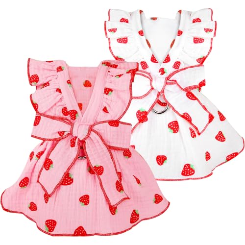 Hundekleider für kleine Hunde, Mädchen, weibliche Kleidung, Katzenkleidung, Katzenkleid, niedlich, Baumwolle, extra klein, Sommerkleidung, Schleifen-Dekor, bedruckt, Erdbeere, Geburtstags-Outfit Hundekleider für kleine Hunde, Mädchen, weibliche Kleidung, Katzenkleidung, Katzenkleid, niedlich, Baumwolle, extra klein, Sommerkleidung, Schleifen-Dekor, bedruckt, Erdbeere, Geburtstags-Outfit von AXIIJGL