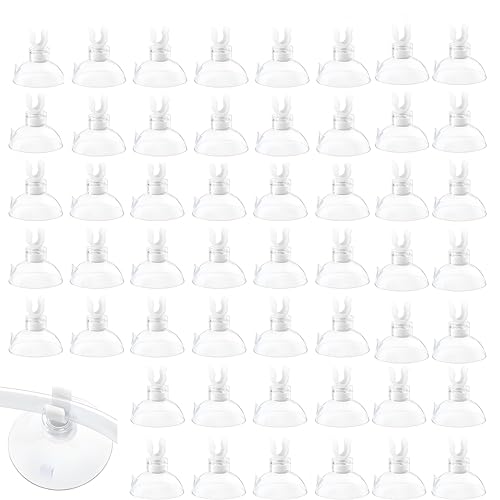 AXOBOG 60 x transparente Aquarium-Saugnapf-Clips – Aquarium-Luftschlauchhalter-Klemmen für Belüftung, langlebiges Saugnapf-Zubehör für Aquarium-Werkzeuge von AXOBOG